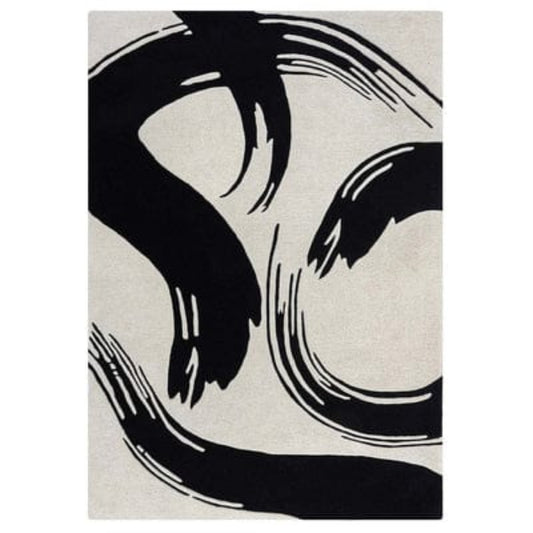 Abstract black and white design on a beige background