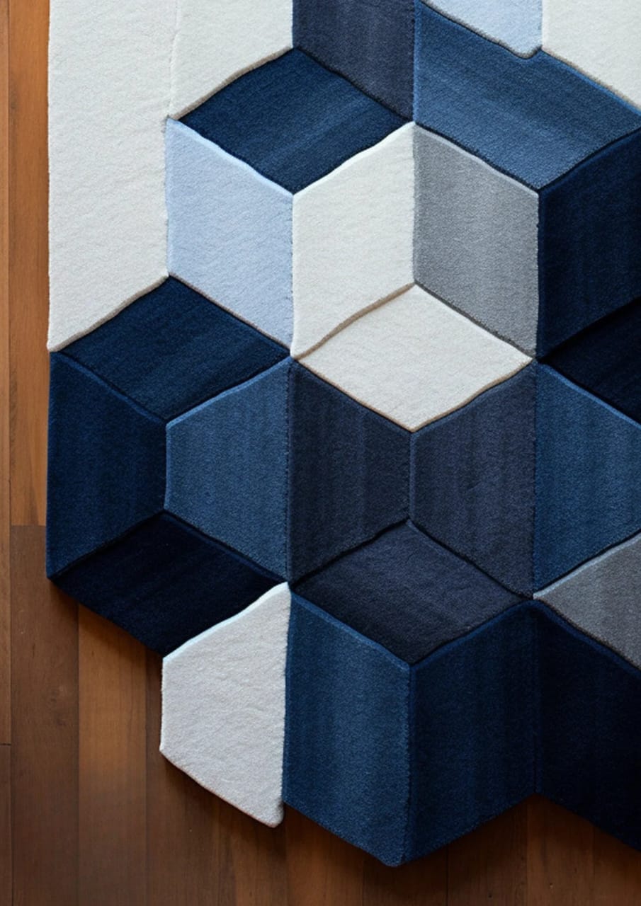 Modern living room interior styled with Fusion abstract area rug