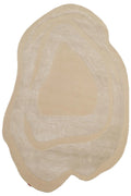 Beige oval-shaped rug on a white background