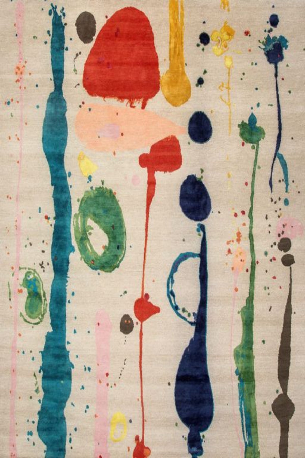 Abstract art with colorful shapes and splashes on a textured background
