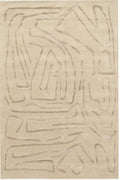 Beige area rug with abstract pattern on a beige background