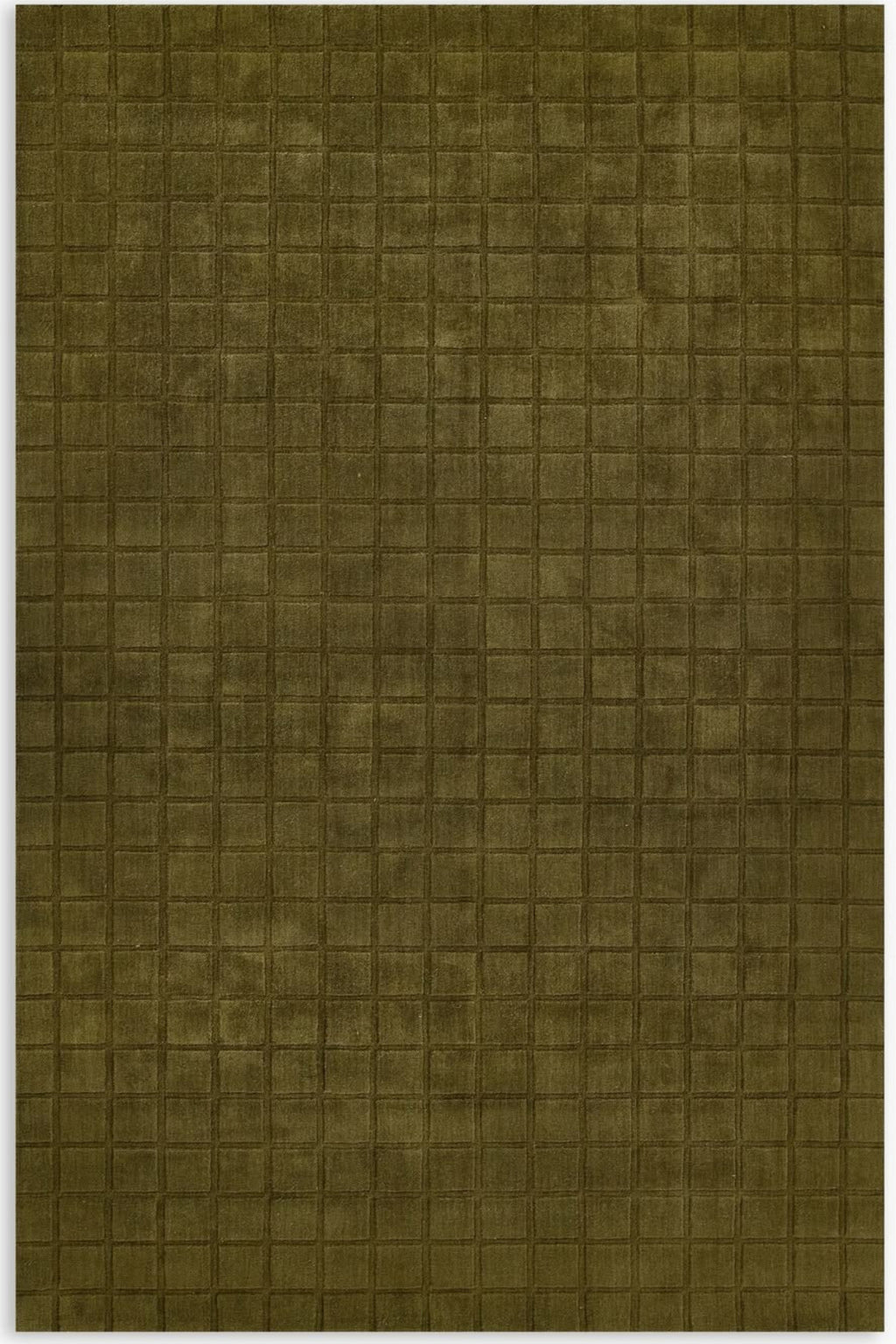 A rectangular textured surface with a grid of small square tiles in an olive green and brown colorway, shown against a plain white background.