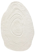 White textured oval rug on a white background