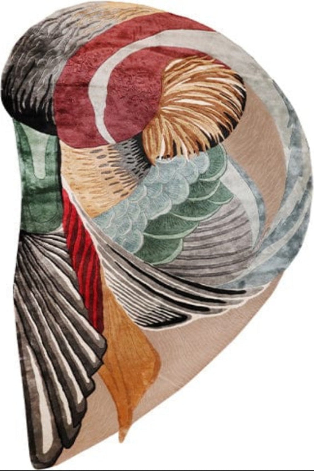 Botanical rug with green and neutral floral abstract pattern