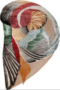 Botanical rug with green and neutral floral abstract pattern