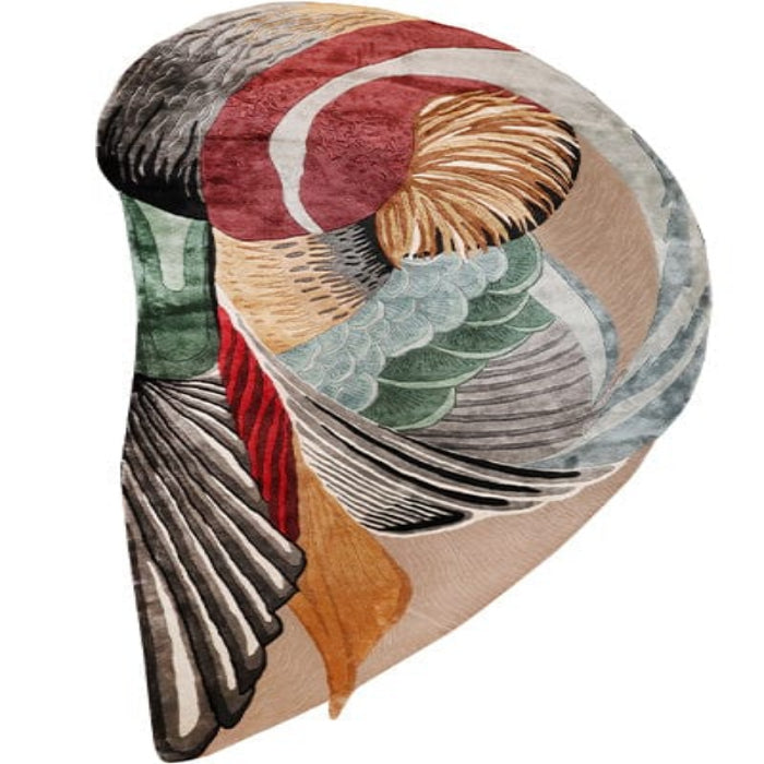 Botanical rug with green and neutral floral abstract pattern