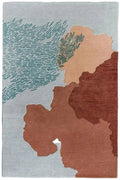 Abstract art piece with brown, beige, and green colors on a gray background