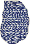 Blue and white patterned rug on a white background