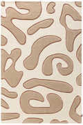 Beige rug with abstract brown pattern on a beige background