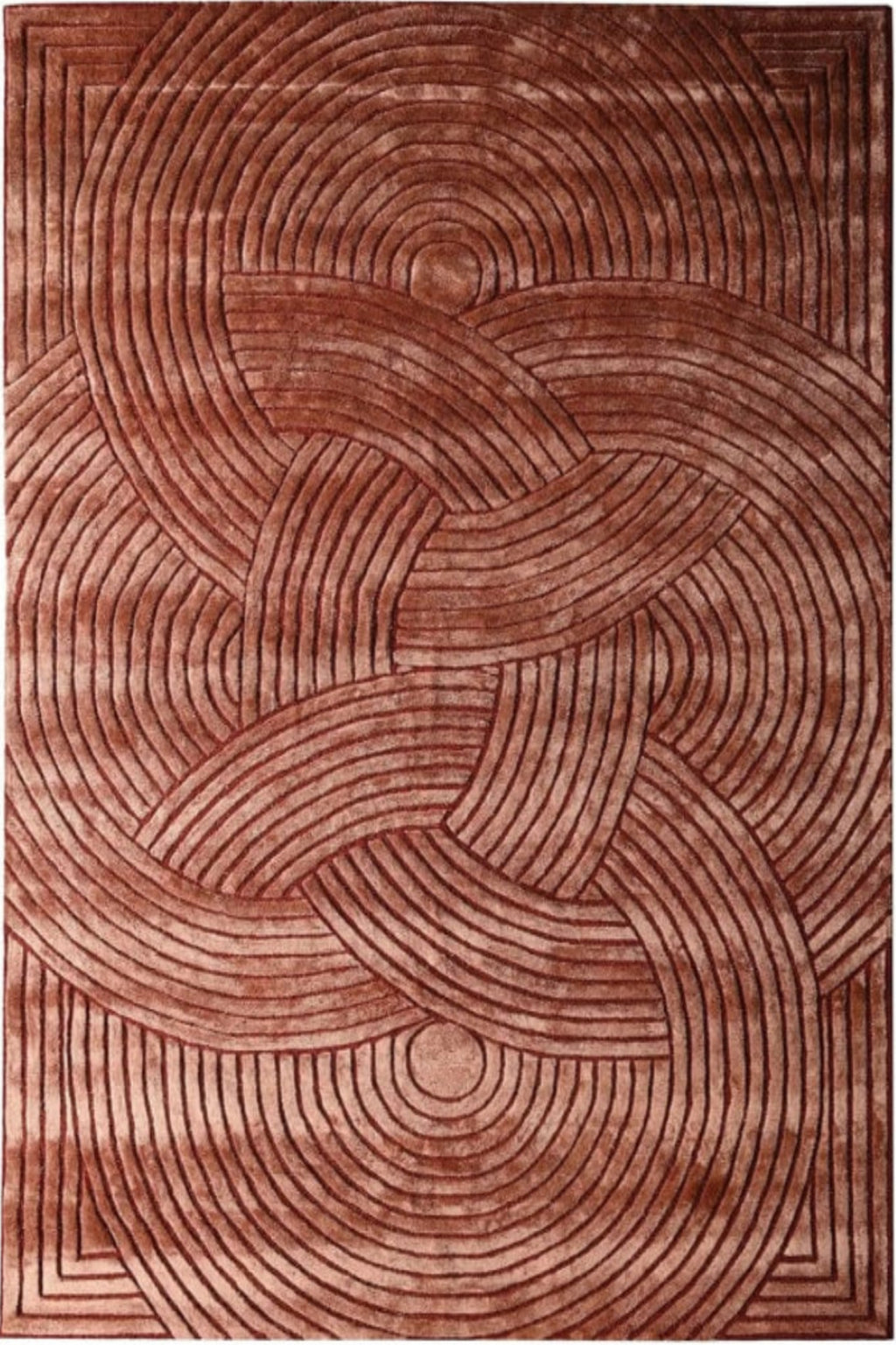 Brown area rug with circular pattern