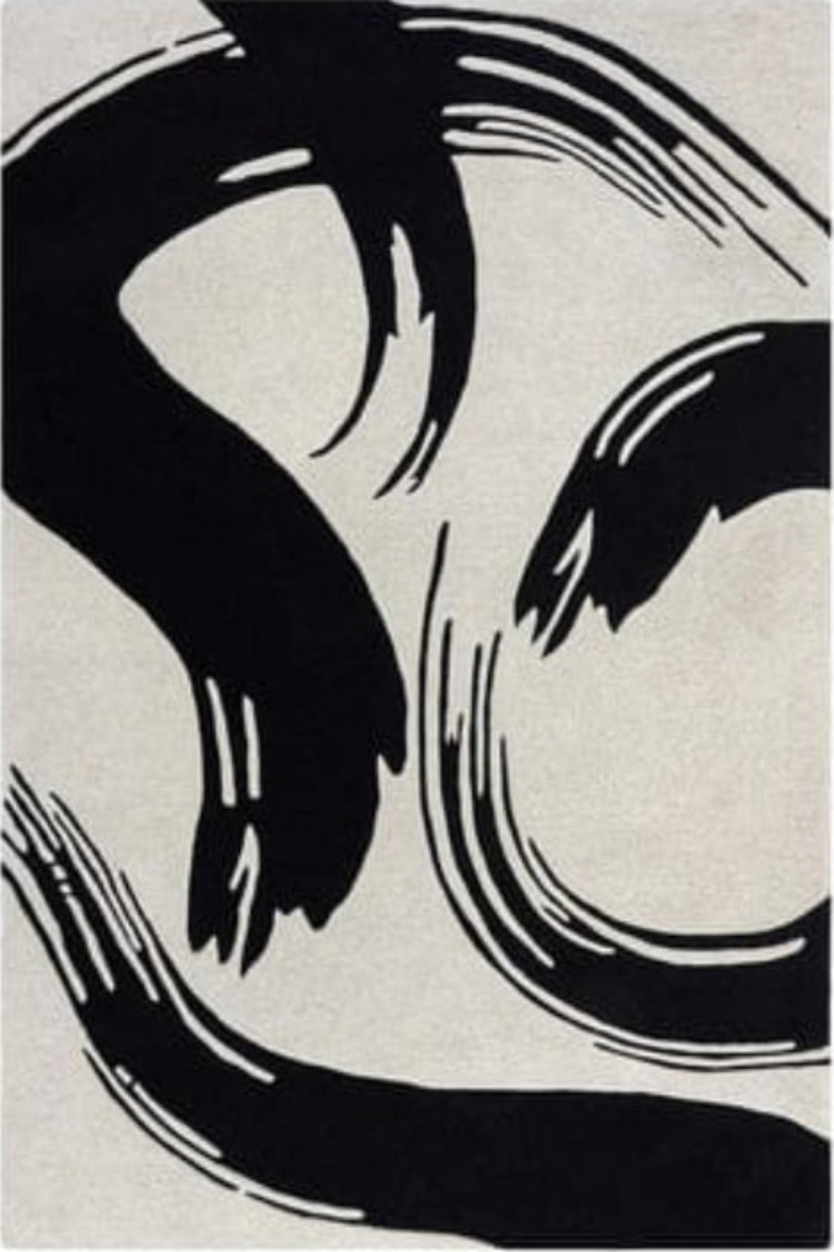 Abstract black and white design on a beige background