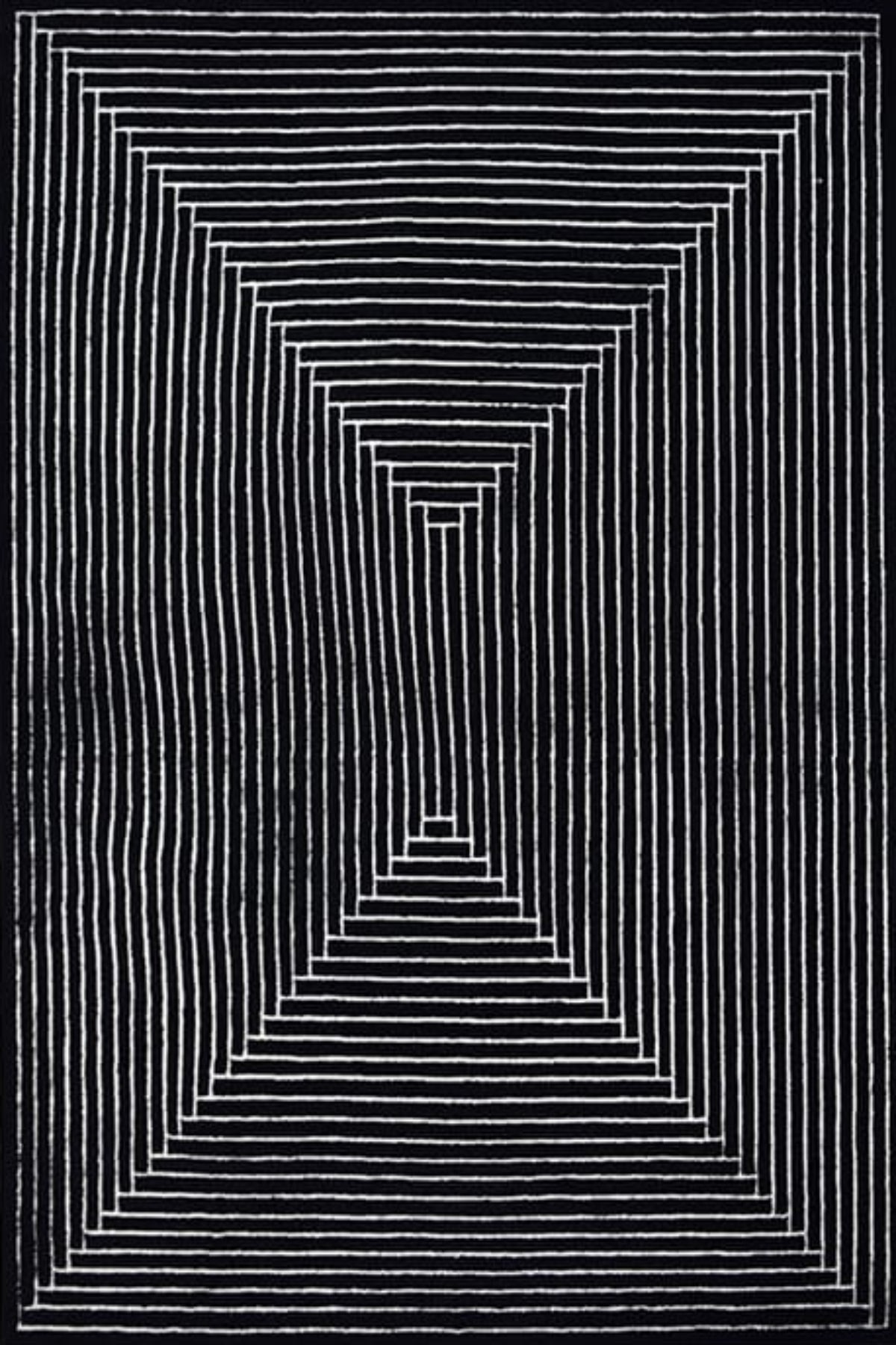 Black and white geometric pattern on a black background
