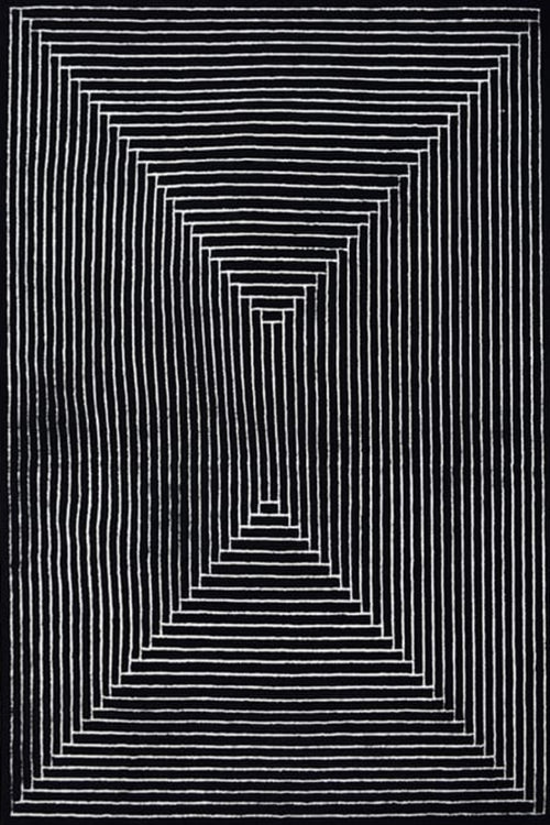 Black and white geometric pattern on a black background