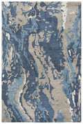 Blue and beige abstract patterned rug kaleenvibe
