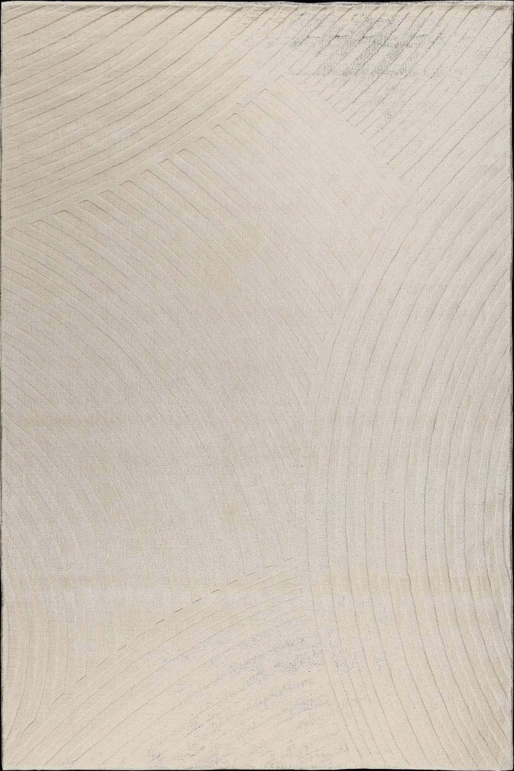 An abstract square art print featuring a textured off-white background with fine, curved gray lines forming a subtle geometric pattern.