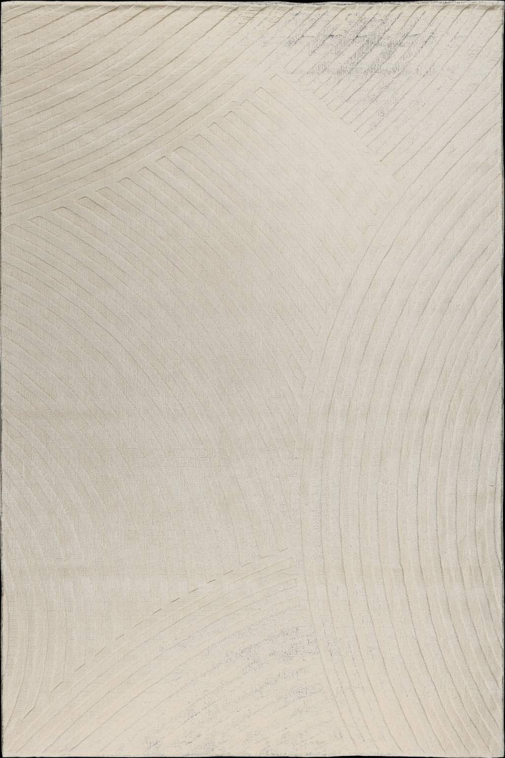 An abstract square art print featuring a textured off-white background with fine, curved gray lines forming a subtle geometric pattern.
