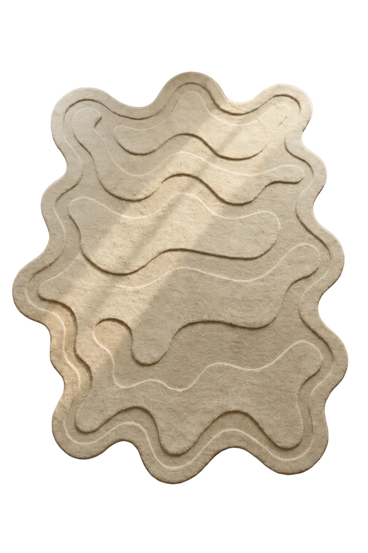 Wavy patterned rug on a wooden floor