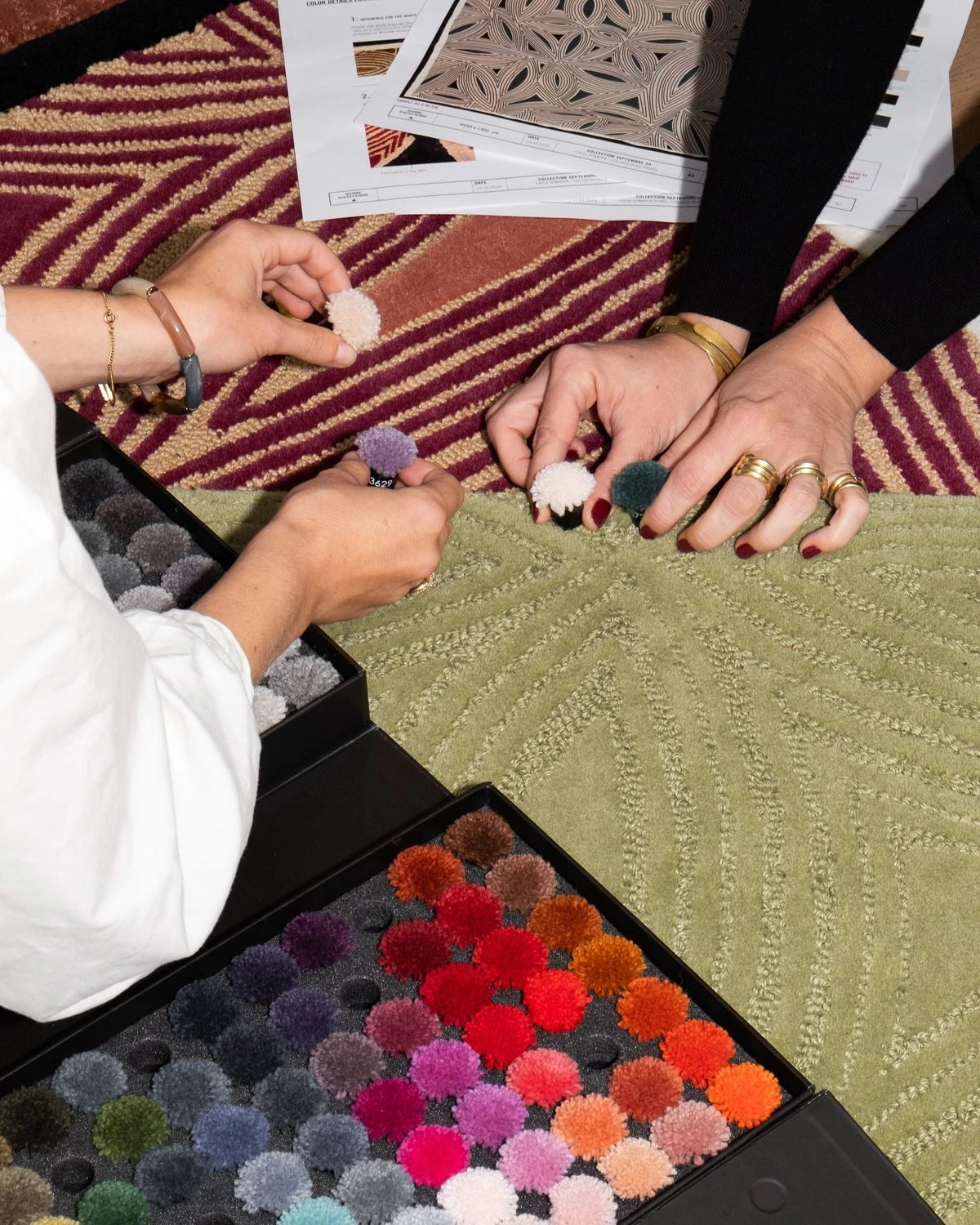 Custom handmade rug designed to fit any room with personalized size, color, and material options by Kaleenvibe.